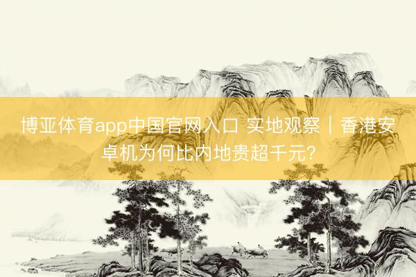 博亚体育app中国官网入口 实地观察｜香港安卓机为何比内地贵超千元？