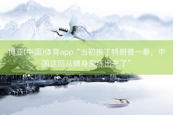 博亚(中国)体育app “当初挨了特朗普一拳，中国这回从健身房练出来了”
