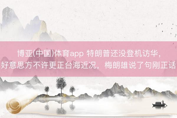 博亚(中国)体育app 特朗普还没登机访华，好意思方不许更正台海近况，梅朗雄说了句刚正话