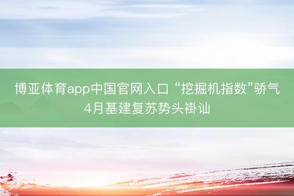 博亚体育app中国官网入口 “挖掘机指数”骄气4月基建复苏势头褂讪