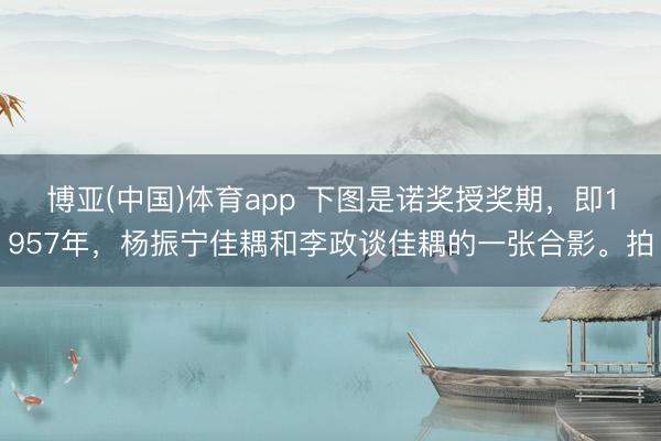 博亚(中国)体育app 下图是诺奖授奖期，即1957年，杨振宁佳耦和李政谈佳耦的一张合影。拍