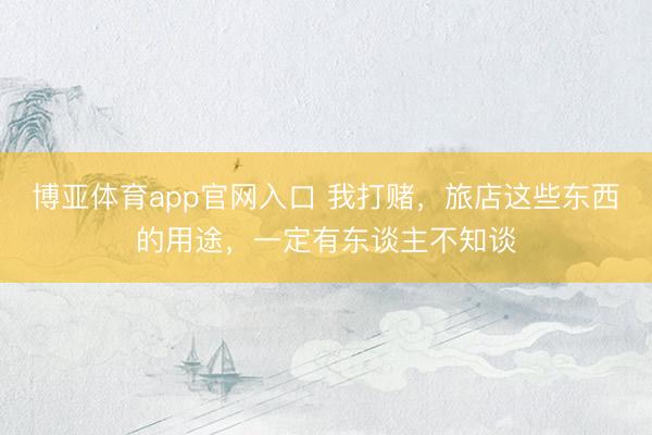 博亚体育app官网入口 我打赌，旅店这些东西的用途，一定有东谈主不知谈