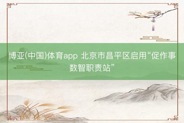 博亚(中国)体育app 北京市昌平区启用“促作事数智职责站”