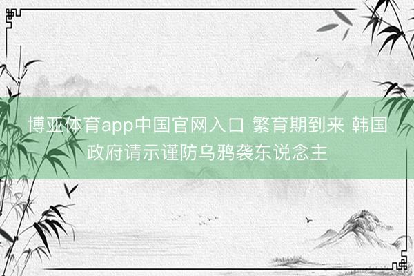 博亚体育app中国官网入口 繁育期到来 韩国政府请示谨防乌鸦袭东说念主